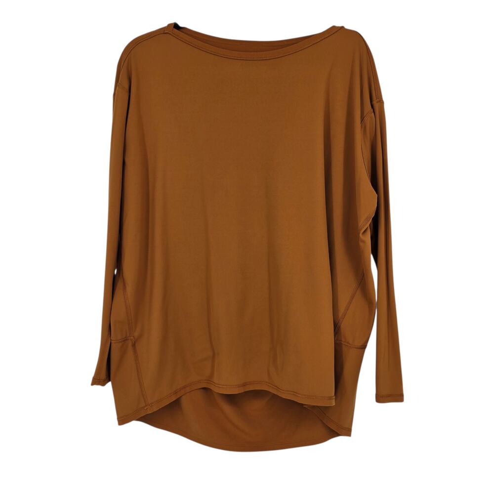 Lululemon Roasted Brown Back In Action Relaxed Boat Neck Long Sleeve Top Size 12